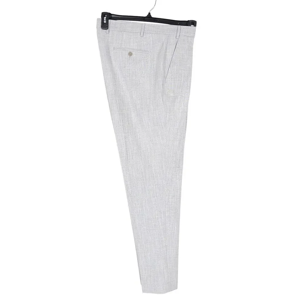 Calvin Klein Mens Slim Fit Dress Pants 42x30 Light Grey Solid Sharkskin Stretch